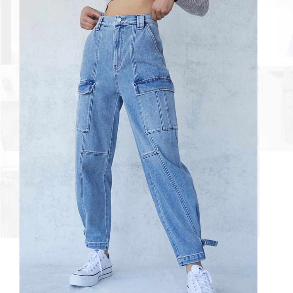 Pascun Light Blue Cuffed Cargo Carpenter Pants